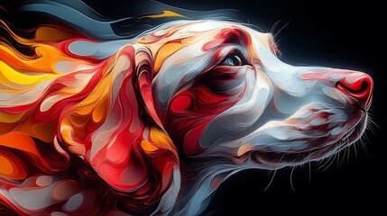Fototapete - Modern Abstract Design of Dog and Cat with Bold Colors