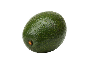 Poster - Fresh avocado with leaves isolated on white background, front angled view, no depth of field, sharp