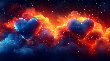 Poster - Modern Abstract Art for Valentine's Day with Heart Shapes