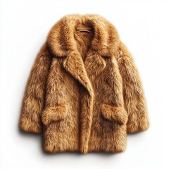 chic faux fur coat with a luxury oversized fit, centered on a clean white background