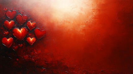 Poster - Modern Abstract Painting of Red Hearts for Valentine's Day Decor