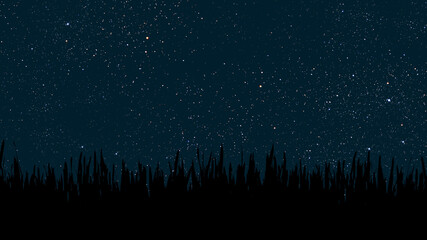Wall Mural - a a movement of stars in the night sky with the view of mountains..