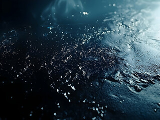 Wall Mural - Dark icy surface, glistening texture, night scene, background blur, abstract design