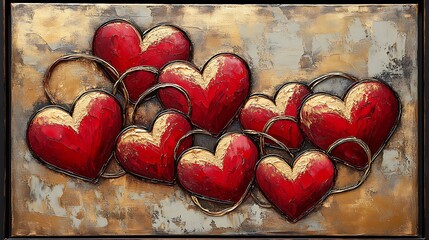 Poster - Romantic Abstract Hearts Artwork for Valentine's Day Decor