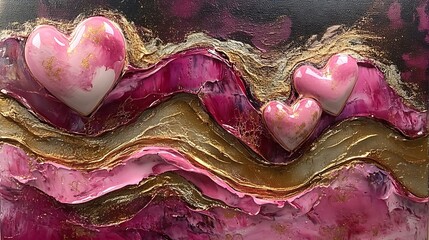 Poster - Romantic Abstract Hearts in Blended Colors for Valentine's Day Decor