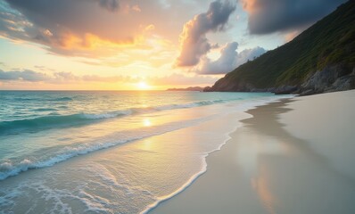 Wall Mural - Serene sunset at a tranquil beach