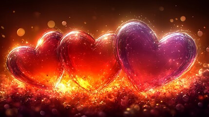 Poster - Vivid Abstract Composition of Colorful Hearts for Valentine's Day