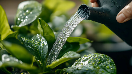 Wall Mural - Watering plants, garden, sunlight, growth, nature, hobby, stock photo