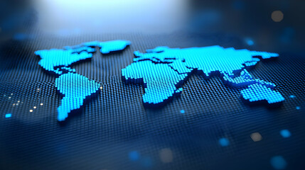 Poster - Global network connection, digital world map