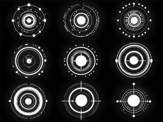 Poster - White futuristic HUD circles, tech design elements