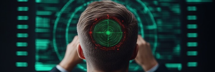 Poster - Futuristic Weather Analytics Dashboard Male Meteorologist with Digital Radar Imagery and Forecast Models - Advanced Data Research for Tech-Driven Climate Solutions