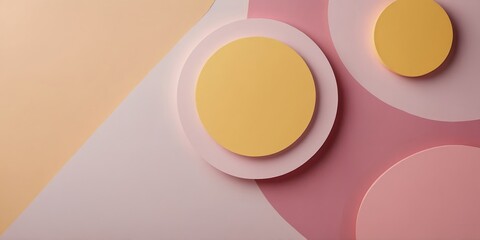 Poster - Colorful geometric composition with pastel circles and abstract shapes on a textured background