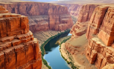 Wall Mural - Majestic canyon with winding river view