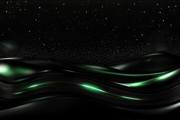 Wall Mural - abstract dark green smooth waves with dotted starry background