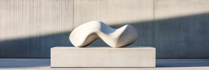 Poster - Contemporary Minimalist Sculpture Abstract Concrete Form on Smooth Pedestal - Modern Art Display for Urban Spaces and Design Inspiration