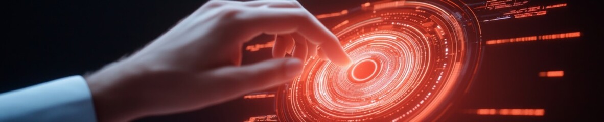 Poster - Futuristic Healthcare Interface AI-Driven Holographic Screen with Human Hand Interaction - Tech Innovation Content and Modern Medical Data Solutions