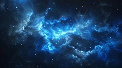 Canvas Print - luminous cosmic watercolor background with swirling blue nebulae, dreamy starry undertones, and ethe