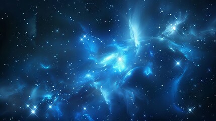 Canvas Print - luminous cosmic watercolor background with swirling blue nebulae, dreamy starry undertones, and ethe