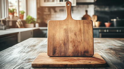 Cutting or chopping board with handle isolate icon. Vector wooden board, flat breadboard, kitchen cutting board to prepare food. Household hardboard of wood, cooking and chopping plank to cut meat