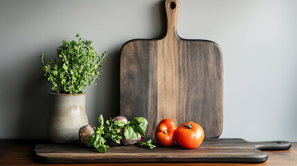 Cutting or chopping board with handle isolate icon. Vector wooden board, flat breadboard, kitchen cutting board to prepare food. Household hardboard of wood, cooking and chopping plank to cut meat