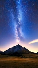 Aufkleber - Celestial Night Sky Ethereal Milky Way over Mountain Silhouettes - Nature Content for Travel Destinations and Astro Enthusiasts