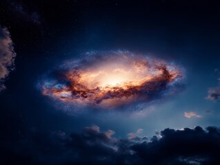Aufkleber - Cosmic Energy Vortex Celestial Cloud Formations Illuminated in Deep Space - Metaphysical Visualization for Digital Art and Sci-Fi Concept Development