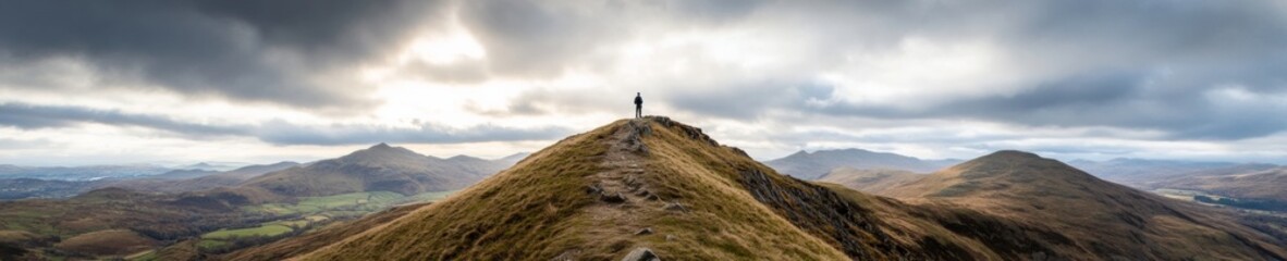 Poster - Modern Leadership Vision Dramatic Mountain Peak Triumph with Rocky Terrain Inspiring Professional Excellence and Strategic Success Imagery for Business Motivation