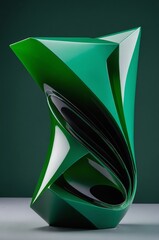 Poster - Stunning green sculpture showcasing fluid shapes and smooth contours in contemporary art display
