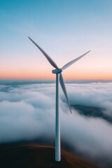 Poster - Contemporary Aerial Wind Turbine in Rural Fields Clean Energy Infrastructure for Sustainable Agriculture and Industrial Innovation - Eco-Visual Content