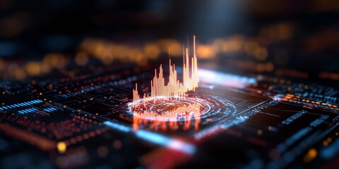 Poster - Futuristic Financial Visualization Digital Trading Terminal with Interactive Graphs and Data Patterns - Elevating FinTech Analysis for Modern Business Strategies