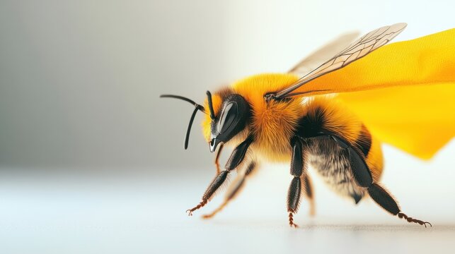 Charming bee in a cute superhero cape, ready to save the day, isolated on white
