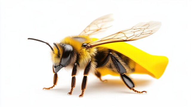 Charming bee in a cute superhero cape, ready to save the day, isolated on white