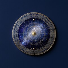 Poster - Celestial Zodiac Chart on Antique Parchment Detailed Cosmic Symbolism for Spiritual Content and Astrological Guidance in Modern Design and Marketing
