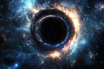 Wall Mural - colorful cosmic black hole surrounded by vibrant galaxies and stars in deep space