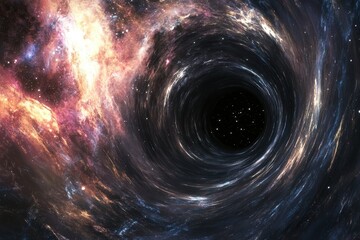 Wall Mural - stunning cosmic black hole surrounded by vibrant galaxy and colorful nebulae in deep space