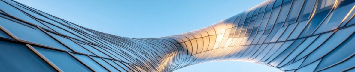 Aufkleber - Futuristic Healthcare Architecture Dynamic Curved Glass Facade in Urban Hospital - Modern Infrastructure Visual for Innovative Medical Facility Marketing and City Development