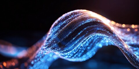 Poster - Digital Fluorescent Waves Neon Light Stream with Particle Effects for Cutting-Edge Tech Branding in Data Visualization - Dynamic Energy and Creative Marketing Solutions