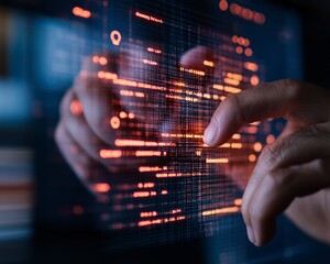 Poster - Dynamic Cybersecurity Interface Interactive Virtual Graph with Floating Digital Locks - Advanced Tech Display for Security Management and Threat Detection in Modern Workspaces