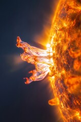 Poster - Digital Celestial Art Solar Surface with Plasma Flares - Dynamic Astronomical Visualization for Educational and Tech-Driven Marketing Content