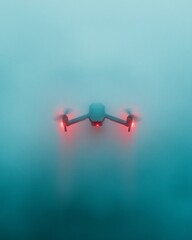 Aufkleber - Neon Aesthetic Drone Navigating Misty Skies with Vibrant LED Lights - Innovative Tech Promotion for Digital Marketing and Event Coverage