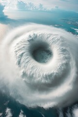 Fototapete - Dramatic Aerial Cyclone Imagery Satellite Hurricane Eye with Spiraling Wind Patterns - Meteorological Insight and Climate Forecasting for Industry Resilience