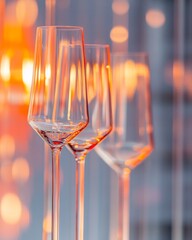Aufkleber - Contemporary Glassware Aesthetic Elegant Crystal Goblets in Warm Ambient Light - Premium Hospitality Visuals and Modern Social Engagement Strategy for Upscale Events
