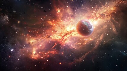 Wall Mural - ethereal cosmic landscape: mesmerizing galaxy backdrop with vibrant nebulae, sparkling stars, and in