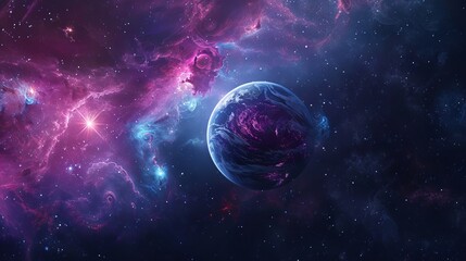 Wall Mural - ethereal cosmic landscape: mesmerizing galaxy backdrop with vibrant nebulae, sparkling stars, and in