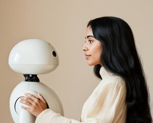 Poster - Minimalist Robotics in Urban Homes AI-Driven Household Assistance for Young Professionals - Enhancing Remote Work with Sleek, Modern Design and Warm Interiors