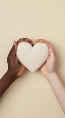 Aufkleber - Diverse Community Collaboration Knit Heart Symbol in Unity - Inclusive Wellbeing Content and Social Impact Branding for Modern Lifestyle Markets