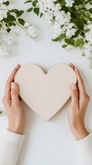 Aufkleber - Minimalist Community Harmony Wooden Heart Puzzle with Diverse Hands - Collaborative Design for Modern Wellness and Inclusive Marketing Strategies