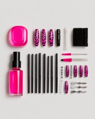 Aufkleber - Creative Pink Cheetah Nail Design Vibrant Tools and Textures for Fashion-Forward Beauty Studios and Digital Marketing Innovations