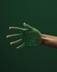 Poster - Futuristic Cybersecurity Hologram Luminous Lock Interface Emerging from Hand - Advanced Tech Visuals for Digital Defense Consulting and Business Innovation