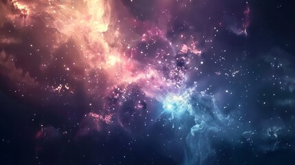 Wall Mural - ethereal cosmic landscape: mesmerizing galaxy backdrop with vibrant nebulae, sparkling stars, and in